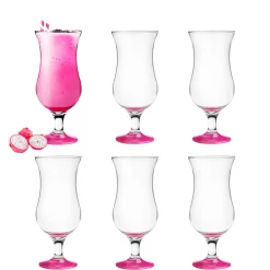 Platinux Cocktailgläser Set 6 Stück 420ml Longdrinkgläser Bargläser Hurricane Groß (Pink)