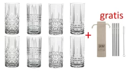 Nachtmann Longdrink Set/8-teilig Highland 0097784-0 X 2 + 4er Set EKM Living Edelstahl Trinkhalme
