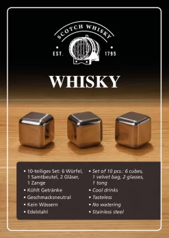Whisky Geschenk-Set Mit 2 Gläsern, Eiswürfeln Aus Edelstahl, Zange, Samtbeutel In Einer Schönen Holzbox -Pokalserie c5ae1d537772871b0c96b70aed3fde12