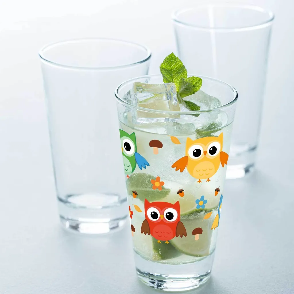Leonardo Wasserglas Mit UV-Druck "Eulen" - Für Kinder Im 360° Design 6 Leonardo Wasserglas Mit UV-Druck "Eulen" - Für Kinder Im 360° Design – Bild 4
