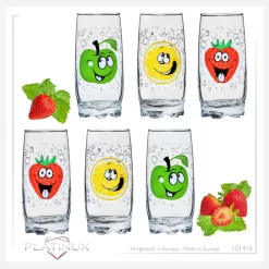 Trinkgläser Mit Lustigen Fruchtgesichtern 350ml (max. 400ml) Set 6 Teilig Aus Glas Bunt 14 Trinkgläser Mit Lustigen Fruchtgesichtern 350ml (max. 400ml) Set 6 Teilig Aus Glas Bunt -Pokalserie cc906c15f047e29ea8f7791dea9c4663