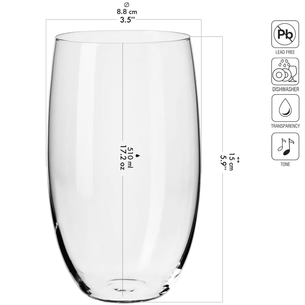 KROSNO Blended Hohe Wassergläser, 6er-Set, 510 Ml 4 KROSNO Blended Hohe Wassergläser, 6er-Set, 510 Ml – Bild 2