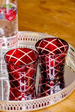 4er Set Kristallgläser Dio, Rot, Handgeschliffenes Glas , Höhe 10 Cm, Füllmenge 0,23 Liter -Pokalserie d574fd01dd5d7ca9a27e35ad97460ad7