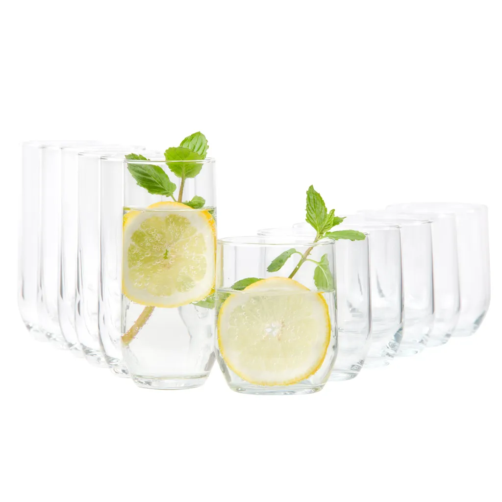 12tlg Gläserset Bella 6x Wasser Trink-Becher 6x Long-Drink Partygläser 310ml Tumbler Glas Gastro 3 12tlg Gläserset Bella 6x Wasser Trink-Becher 6x Long-Drink Partygläser 310ml Tumbler Glas Gastro