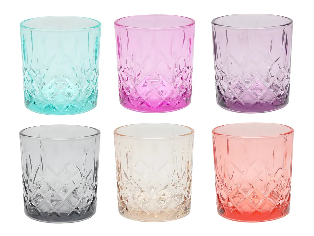 Trinkglas Bunt 345ml - Im 6er Set - Spülmaschinenfeste Gläser