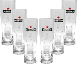 Heineken Bier 0,25 Glas Gläser Set - 6x Gläser 0,25 GEEICHT Bierglas Ellipse
