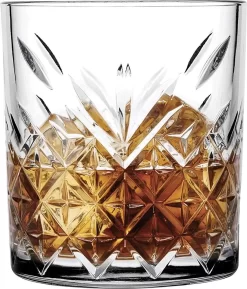 Pasabahce 52790 Whisky Glas Tumbler Timeless Im Kristall-Design, Höhe 9,6 Cm, 345 Ml, 4 Stück, Retro-Design