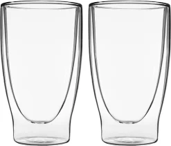 Duos 2x 310ml Doppelwand Latte Macchiato Thermogläser - Set Mit Schwebe-Effekt, Auch Für Tee, Eistee, Säfte, Wasser, Cola, Cocktails Geeignet, DUOS By Feelino