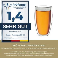 Creano Doppelwandiges Thermoglas 400ml „DG-SH“, Großes Doppelwandglas Aus Borosilikatglas, Doppelwandige Kaffeegläser, Teegläser, Latte Gläser 4er Set -Pokalserie f61ad3ee3dba673d42ccd0dd796c0990